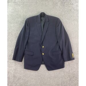 Ralph Lauren Blazer 46 R Navy Wool Gold Button Logo University Premium Sport LRL